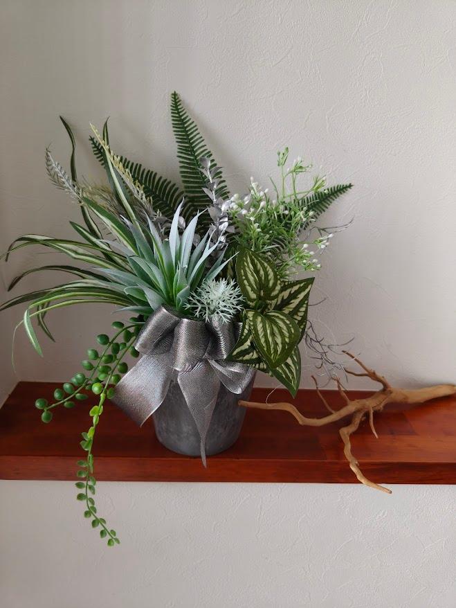 多種類のグリーンアレンジメント　観葉植物　男前インテリア　多肉植物　開店祝い　開業祝い　店舗　誕生日　お祝 | 7枚目